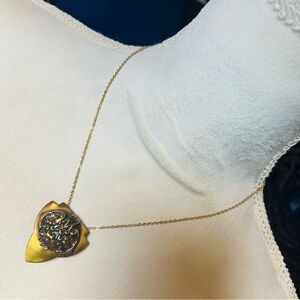 Handcrafted antique belt buckle pendant on chain necklace